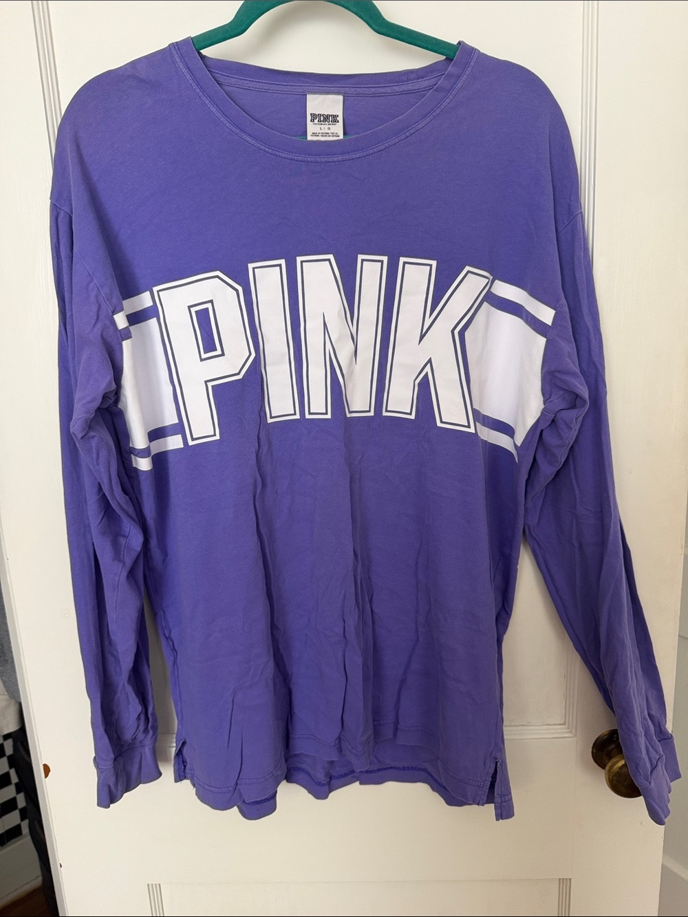 PINK Victoria's Secret Purple Long Sleeve Logo Tee